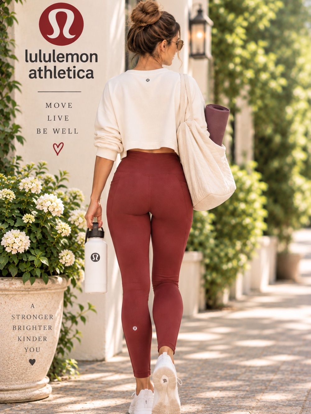Lululemon Garnet High-Rise Full-Length Leggings Side Pockets Logo Size 10